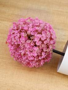 1入裝塑料模擬盆栽雪絨花櫻花室內桌面裝飾,小型球形粉綠植物 - 粉色 - 查看 4