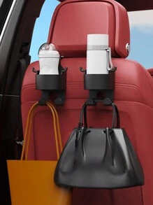 2 件裝多功能汽車掛鉤、杯架、收納盒、座椅靠背手機飲料架和汽車收納盒 - 黑色 - 查看 5