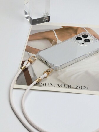 苹果时尚珍珠链斜挎挂绳手机壳，适用于 15 Pro Max