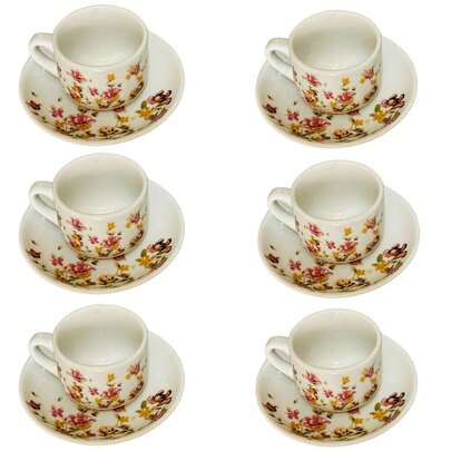 Jogo Xicaras cafe expresso De Porcelana 90 ml flores