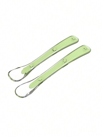 2 Cucchiai In Silicone Liquido Al Nanosilver Con Punta Morbida Per L'alimentazione Dei Cibi Supplementari Dei Bambini, Alimenti Per Neonati, Verde
