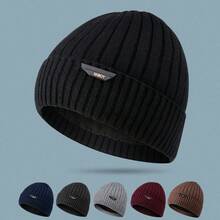 1入組冬季針織無限帽&圍巾套裝,男女兼用,加厚彈性帽,保暖頸套,無帽檐鴨舌帽,適用於男女滑雪的戶外防風帽