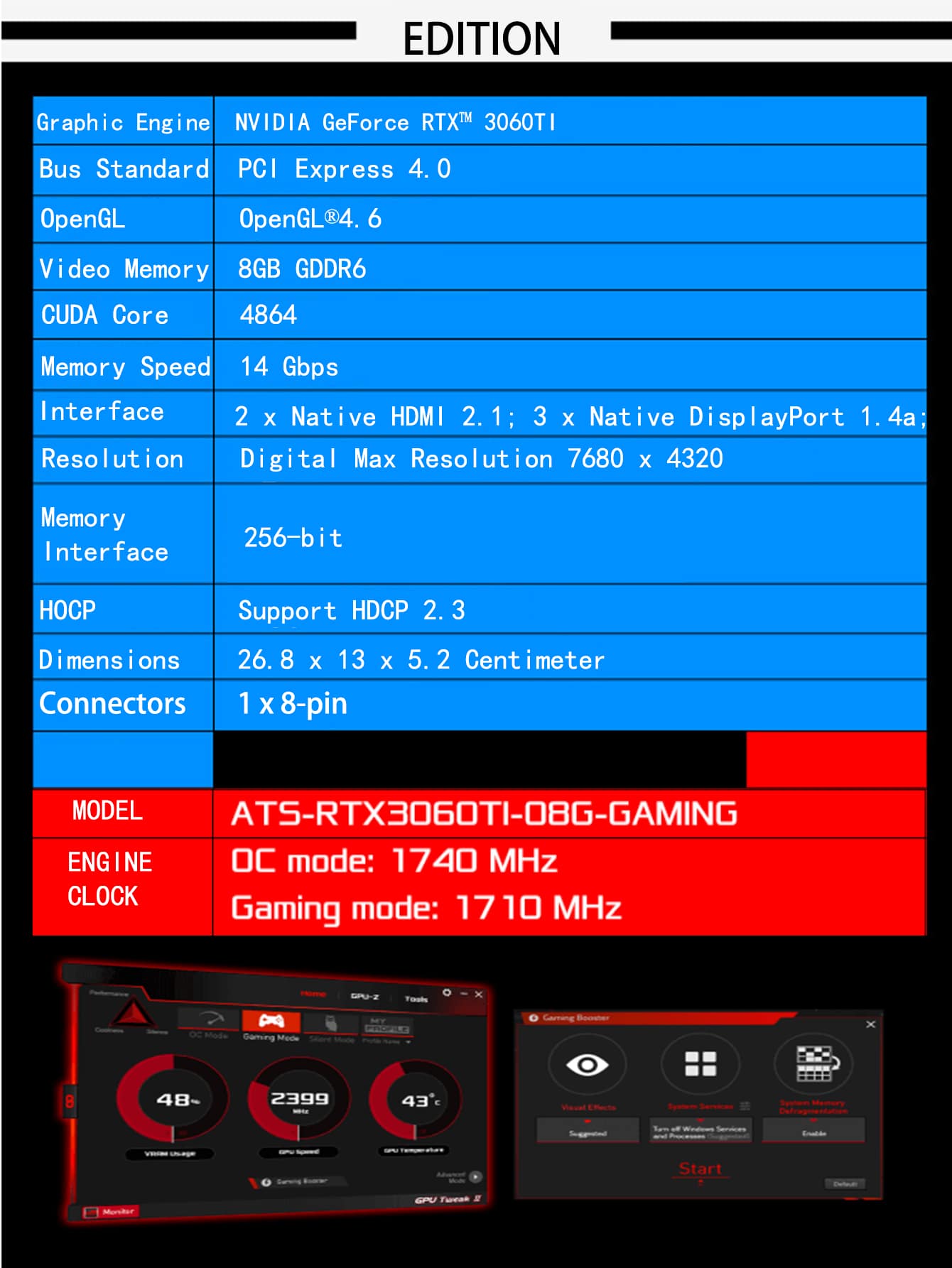ASUS ASUS ATS-RTX3060TI-O8G-GAMING Video Cards GPU Graphic Card RTX3060 ...