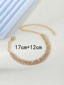 1pc Fashionable Asymmetric Rhinestone Set Anklet - Gold - View 4