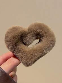 3个装女士毛绒心形发爪夹，简约时尚高端发饰，适合日常佩戴、户外活动、洗脸化妆、搭配服装，可爱情人节礼物，发饰，发爪夹，发夹，发夹，休闲秋冬发夹，适合度假装扮，女士情人节礼物 - 彩色 - 查看 6