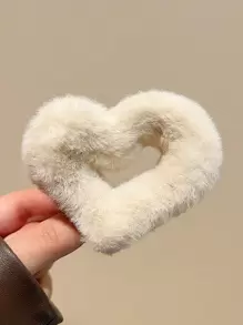 3个装女士毛绒心形发爪夹，简约时尚高端发饰，适合日常佩戴、户外活动、洗脸化妆、搭配服装，可爱情人节礼物，发饰，发爪夹，发夹，发夹，休闲秋冬发夹，适合度假装扮，女士情人节礼物 - 彩色 - 查看 5