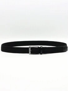 1條戶外運動男士時尚休閒耐用彈性編織腰帶,適合日常穿著 - 黑色 - 查看 3