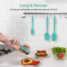 Espatulas Silicona Cocina Reposteria Lengua: U-Taste 315℃ Resistente al Calor Utensilios de Espátula para Cocinar y Hornear, Juego de 4 Paletas Cocina Antiadherentes sin BPA - Agua verde azul - Ver 9
