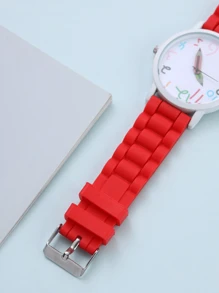 矽膠兒童手錶日內瓦鉛筆指針手錶時尚學生手錶(1入組) - 紅色 - 查看 4