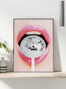 1入口味棒彩繪裝飾,現代壁畫,時尚壁畫,美學房間裝飾海報,迪斯科球飾品,無框畫布印刷品