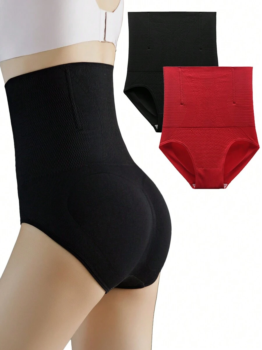 2 件裝女式高腰無縫收腹內褲、收腹塑身衣和提臀內褲