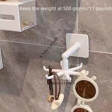 5pcs Adhesive Hook Necklace Organizer Rack With 6 Rotating Prongs For Jewelry Storage - White - View 3