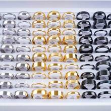 10pcs/pack Fashionable Simple Stainless Steel Flat Plain Band Ring (2/4/6/8mm) Suitable For Men, Engagement, Wedding, Party Gift