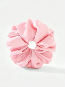 1pc Pink Satin & Chiffon Extra Large Scrunchie Casual,Pink Accessories Scrunchies Hair Ties Scrunchy Hair Ties