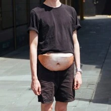 Dad Bag Fake Beer Belly Waist Pack Unisex Fanny Pack White Elephant Gifts Funny Gag Gifts Christmas Holiday Gift Graduation School Supplies - Apricot - View 4