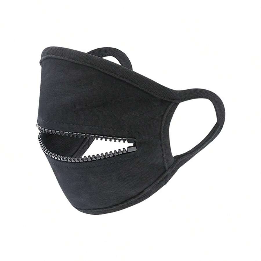 1 Pieza Mascarilla Con Cierre De Cremallera 2 Capas, Cubierta Facial Para Adultos Transpirable, Antipolvo Y Cálida Para Montar - Negro - Ver 1