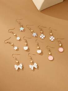 12pcs/set Children's Cute & Fresh Earrings Set - Multicolor - View 6