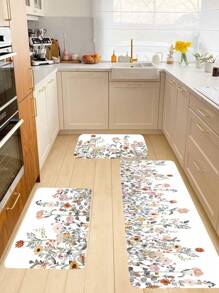 1pc Floral Soft Kitchen Rug, Cushioned Anti-Fatigue Kitchen Rug, Spring Flowers Waterproof Non-Slip Kitchen Mats And Rugs, Runner Rug, Bedside Rug, Super Absorbent Machine Washable Floor Mat For Kitchen, Home, Office, Sink, Laundry ,Room Decor