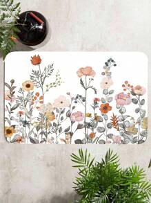 1pc Floral Soft Kitchen Rug, Cushioned Anti-Fatigue Kitchen Rug, Spring Flowers Waterproof Non-Slip Kitchen Mats And Rugs, Runner Rug, Bedside Rug, Super Absorbent Machine Washable Floor Mat For Kitchen, Home, Office, Sink, Laundry ,Room Decor