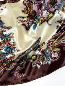 1 件女用佩斯利印花絲緞絲巾,適合頭、頸、頭髮、海灘、休閒、戶外、節慶服裝