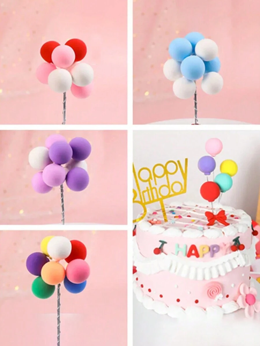 10入組色彩繽紛泡沫球蛋糕裝飾球,適用於婚禮、節日和派對裝飾