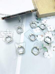 2pcs Random Shape Transparent Acrylic Crystal Phone Finger Ring Holder Stand - Clear - View 11
