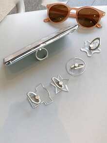 2pcs Random Shape Transparent Acrylic Crystal Phone Finger Ring Holder Stand - Clear - View 5