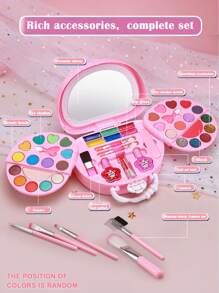 Juego de maquillaje para niñas con libreta rosa y caja cosmética de plástico, surtido de colores aleatorios, juguete de regalo de maquillaje para niños > Juguetes de maquillaje para niños, maquillaje para adolescentes, juguete de maquillaje, juguetes para niñas > Plástico, kit de maquillaje para niñas, set de maquillaje - Rosa - Ver 4