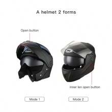 1pc Glossy Black Full Face Motorcycle Helmet With Silver Mirrored Visor - Black and White - View 5
