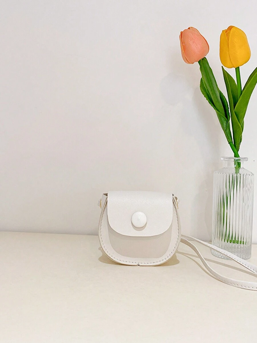 纯色迷你PU皮革单肩包，休闲小斜挎包 - 白色 - 查看 1