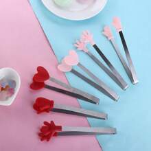 3Pcs Cute Silicone Mini Tongs, Kids Tongs Cooking Tongs, Kitchen Gadgets, BBQ Bread Ice Cube Clip For Home