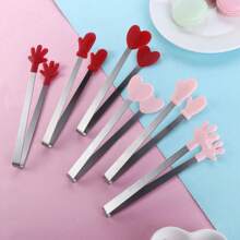 3Pcs Cute Silicone Mini Tongs, Kids Tongs Cooking Tongs, Kitchen Gadgets, BBQ Bread Ice Cube Clip For Home