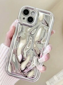 1入銀色鍍層凹凸紋理TPU防震手機殼，適用於蘋果iPhone 11/ iPhone 12/ iPhone 13 - 銀色 - 查看 1