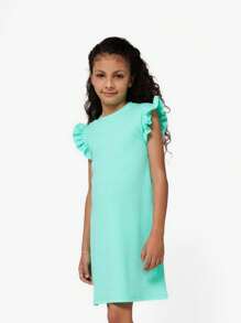 Young Girls Dresses - Green - View 2