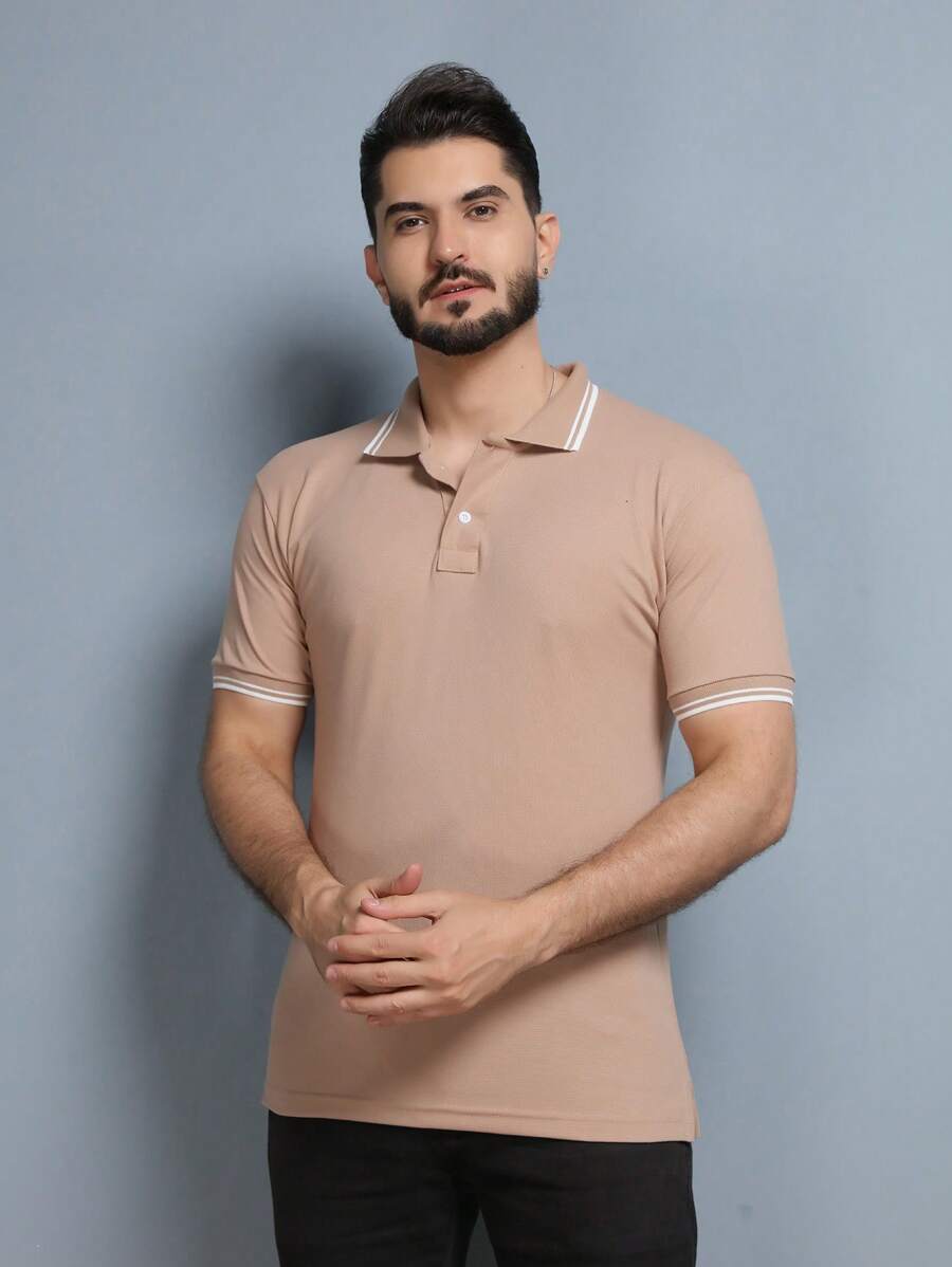 Men Polo Shirts - Khaki - View 1