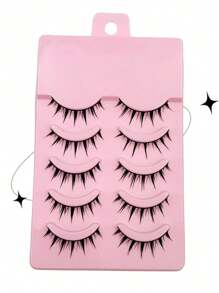 Asiteo 5 对 Manga 睫毛 3D 自然假睫毛 柔软交叉浓密纤细自然外观仿貂皮睫毛条状睫毛、睫毛、假睫毛