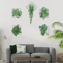 5 件 3d 綠色植物牆貼,熱帶樹和樹葉貼花,藤蔓牆紋身,適合臥室、客廳、辦公室裝飾