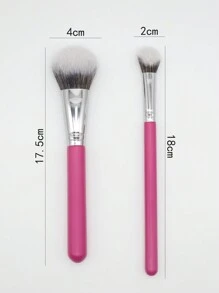 2pcs Unpacked Rose Red Contour Brush, Eyeshadow Brush, Highlight Brush Suitable For Daily Use Or Travel,Brush Set,Makeup Brush Kit,Make Up Brush Set,Make Up Set Complete,Makeup Brush Set,Complete Makeup Kit,Brush Kit,Brushes Makeup Set,Makeup Gift Set - Hot Pink - View 4