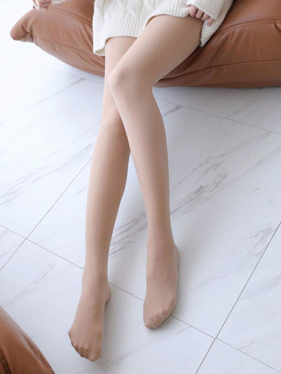 1雙女性肉色性感褲襪,中厚肉色絲襪適用於冬季 - 棕色 - 查看 1