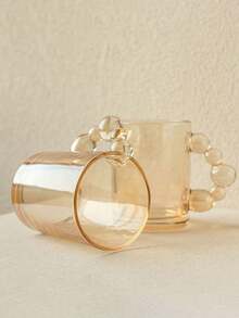 1pc Retro Bubble Design Glass Cup, Unique Style Milk/coffee Cup With Saucer, For Afternoon Tea - Brown - View 7