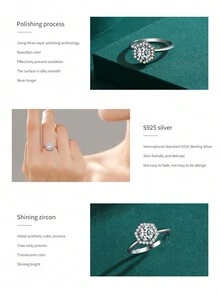 1 件 925 純銀時尚六角形女式戒指結婚宣言高級珠寶禮物