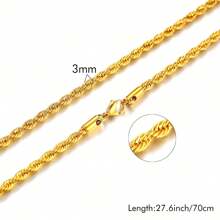 1PC Golden Plated Multilayer 2 3 4 5MM Width 45 50 55 60CM Length Chain Rope Chain Necklacetwist - Yellow Gold - View 13