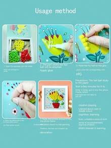 Diy Handmade Pom Pom Art Kit With Colorful Beads And Adhesive Canvas For Creative Art Project - Black - View 3