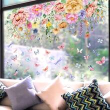 1set Double-sided Visible Butterfly & Flower Window Stickers, Floral Decoration Electrostatic Wall Stickers - Multicolor - View 3