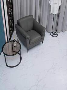 1 Caja/5 Uds. Etiqueta Autoadhesiva De Azulejo De Piso De Pvc Con Azulejo De Cerámica Falso Y Patrón De Mármol - Negro - Ver 3