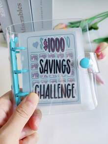 1000 Mini Binder Savings Challenge Binder,Monthly Money Savings Challenges Book With Envelopes Budget Binder With Cash Envelopes - Blue - View 1