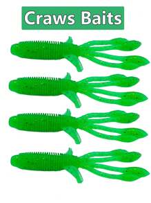 4條腿蝦形軟餌,帶觸角,8cm3.3g鉛鉤假餌,魚餌釣魚工具,tpr物料浮漂誘餌,適用於海鱸魚、黑鱸、狗魚、蚯蚓等,有綠、玫瑰、棕、黑色等色澤