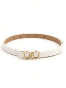 3pcs Women's Golden Styling Buckle Black, White And Brown Versatile Fashion Casual Belt Universal For All Seasons Summer, School Fall, Autumn, Halloween