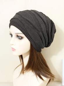 1pc Ladies' Green Slouchy Beanie With Thick Thermal Lined, Soft & Skin-Friendly For Winter Daily Wear & Outdoor Activities, Warm & Ear Protection Casual