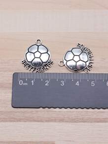 10 件/袋 24x22 毫米(0.94x0.87 英寸)古董銀色最好的朋友足球吊墜適合 Diy 珠寶製作 - 古銀色-10pcs - 查看 2